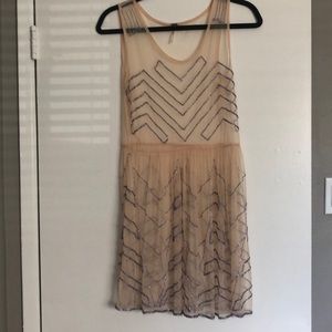 Sheer Free People Beaded Embellished Mini Dress
